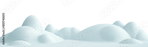 Winter snow podium. 3d snowy cartoon landscape. White hill, pile, snowdrift, mountain isolated. Vector winter border for New Year, Christmas scene, animation, product presentation
