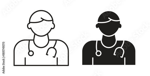 Doctor icon line and filled style suitable for web and mobile application