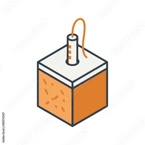 Isometric line icon of a Bunsen burner, a piece of scientific laboratory equipment for chemistry experiments. Vector illustration isolated on white background