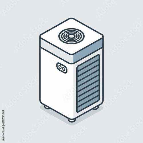 Isometric illustration of a modern air conditioning unit, a cooling system for homes and offices