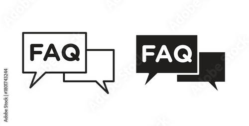 FAQ icon line and filled style suitable for web and mobile application
