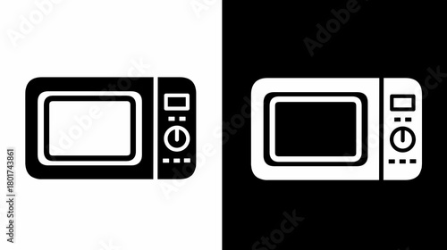 Microwave Oven Icon Vector Illustration for Kitchen Appliance Design