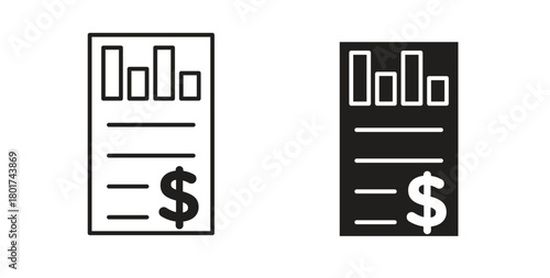 Financial report icon line and filled style suitable for web and mobile application