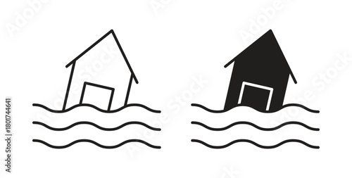 Flood icon line and filled style suitable for web and mobile application