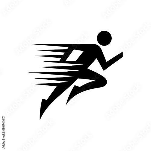Dynamic running figure symbolizing speed and movement in athletics and fitness activities
