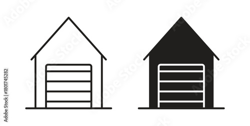 Garage icon line and filled style suitable for web and mobile application