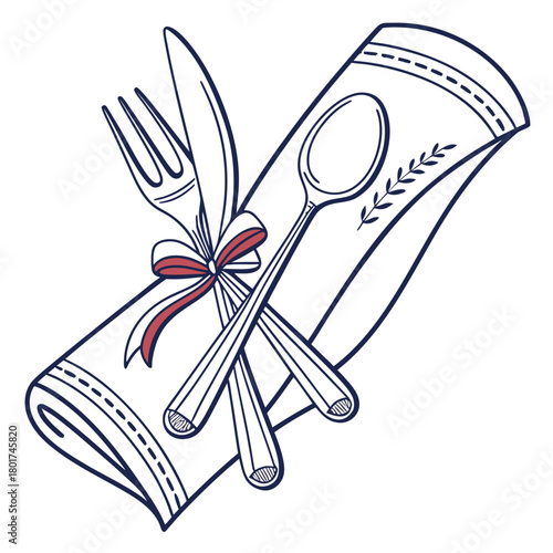 Elegant table setting with silverware and napkin