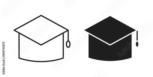 Graduation cap icon line and filled style suitable for web and mobile application