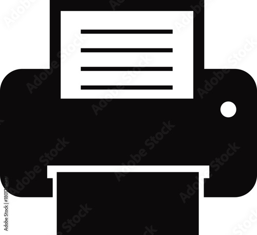 Printer icon , print device vector modern flat and line outline printer symbols for office, technology, documents, and paper printing, black and white circle button icons pack
