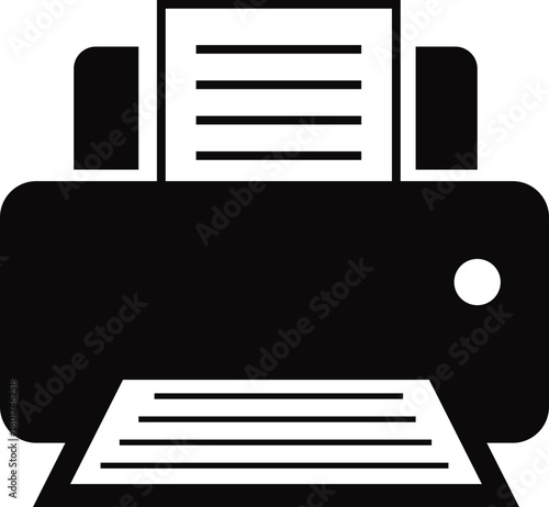 Printer icon , print device vector modern flat and line outline printer symbols for office, technology, documents, and paper printing, black and white circle button icons pack