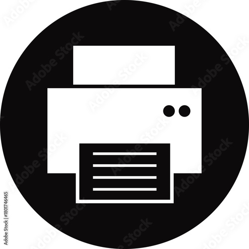 Printer icon , print device vector modern flat and line outline printer symbols for office, technology, documents, and paper printing, black and white circle button icons pack