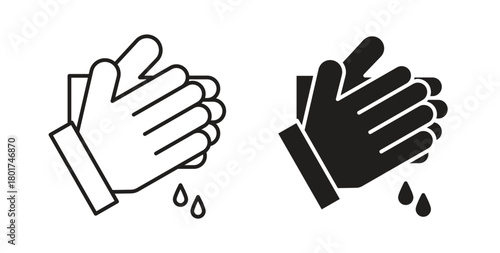 Handwashing icon line and filled style suitable for web and mobile application