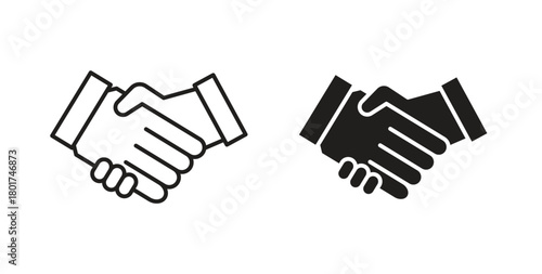 Handshake icon line and filled style suitable for web and mobile application