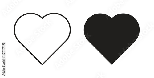 Heart icon line and filled style suitable for web and mobile application