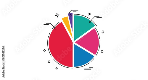 Colorful pie chart graphic representing data analysis and business growth with clear segments and labels