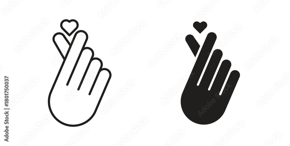 Fototapeta premium korean heart icon line and filled style suitable for web and mobile application