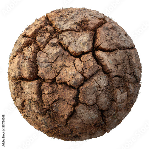 Cracked Earth Sphere isolated on a transparent background