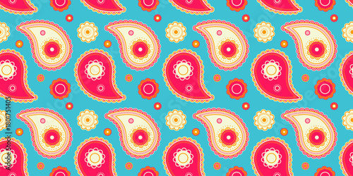 Petal repeating with retro asian. Awesome boteh at embellishment idea. Texture material and abstract paisley.