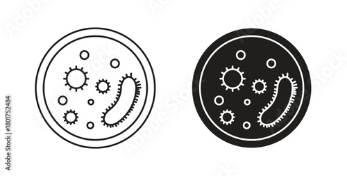 Microorganism icon line and filled style suitable for web and mobile application