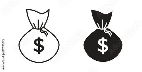 Money bag icon line and filled style suitable for web and mobile application