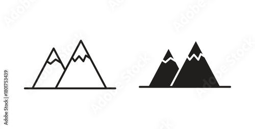 Mountain icon line and filled style suitable for web and mobile application
