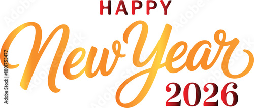 Happy new year 2026 typography calligraphy vector art and illustration.