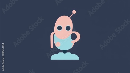Minimalist Pastel Robot Character Illustration