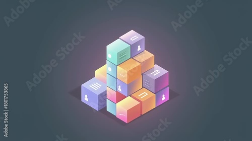 Isometric Data Blocks Stack for Technology Concepts