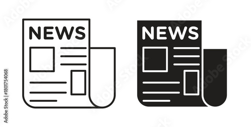 Newspaper icon line and filled style suitable for web and mobile application