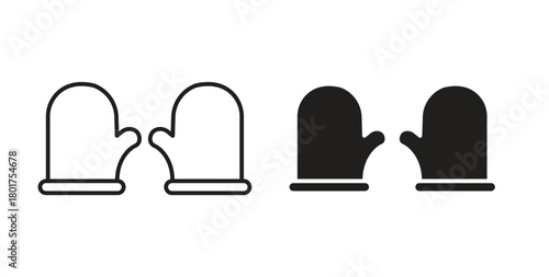 Oven mitt icon line and filled style suitable for web and mobile application