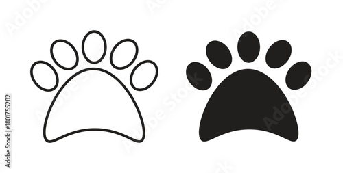 Paw icon line and filled style suitable for web and mobile application