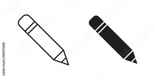 Pencil icon line and filled style suitable for web and mobile application