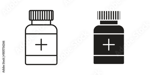 Pill bottle icon line and filled style suitable for web and mobile application