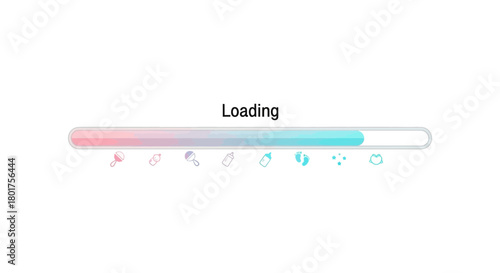 Baby gender reveal loading bar illustration with pink and blue, announcement concept