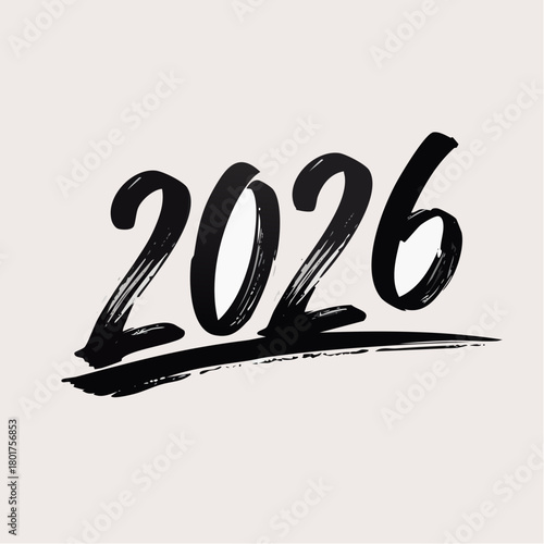 2026年ハッピーニューイヤー – モダンで華やかな新年のタイポグラフィーデザイン