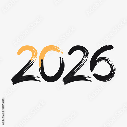 2026年ハッピーニューイヤー – モダンで華やかな新年のタイポグラフィーデザイン