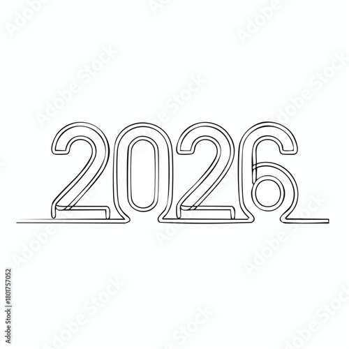 2026年ハッピーニューイヤー – モダンで華やかな新年のタイポグラフィーデザイン