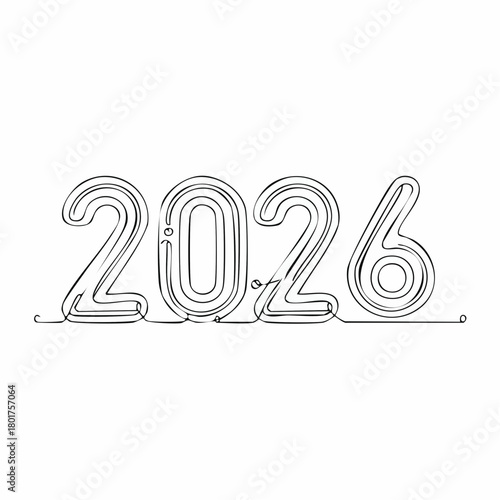 2026年ハッピーニューイヤー – モダンで華やかな新年のタイポグラフィーデザイン