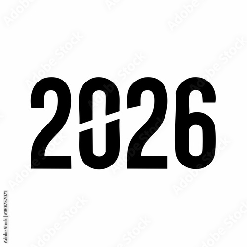 2026年ハッピーニューイヤー – モダンで華やかな新年のタイポグラフィーデザイン