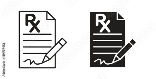 Prescription icon line and filled style suitable for web and mobile application