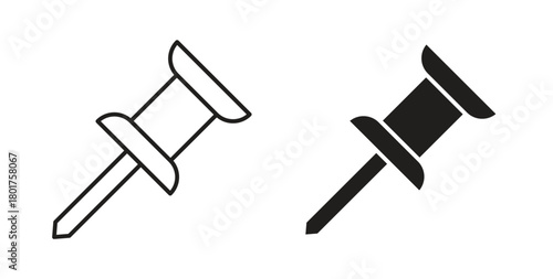 Push pin icon line and filled style suitable for web and mobile application