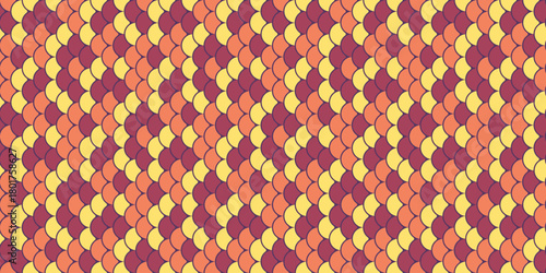 Warmtoned abstract geometric pattern.  Interlocking scales create a vibrant, textured design perfect for backgrounds, textiles, or website design.
