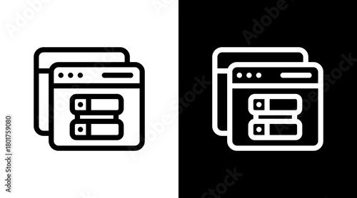 Browser Database With Icon Set Design
