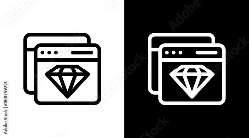 Web Diamond With Icon Set Design