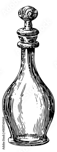 Vintage glass decanter bottle engraving