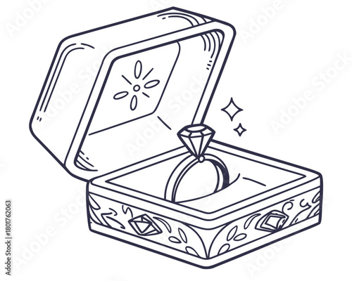 Engagement ring in a box