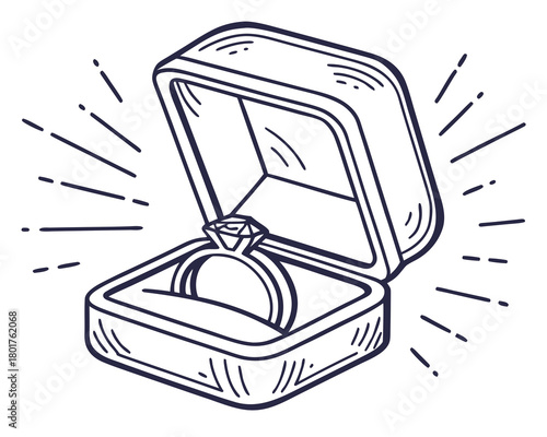 Diamond engagement ring in a box