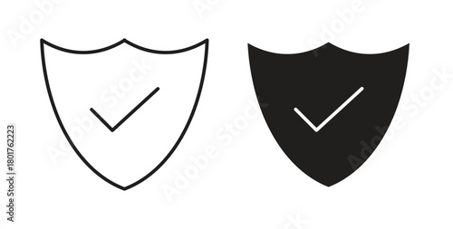 Shield check mark icon line and filled style suitable for web and mobile application