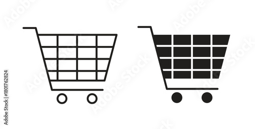Shopping cart icon line and filled style suitable for web and mobile application