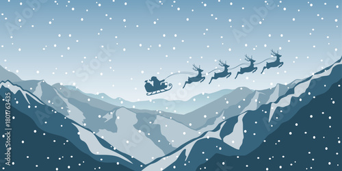 christmas banner santa claus in a sleigh with reindeer vector illustration